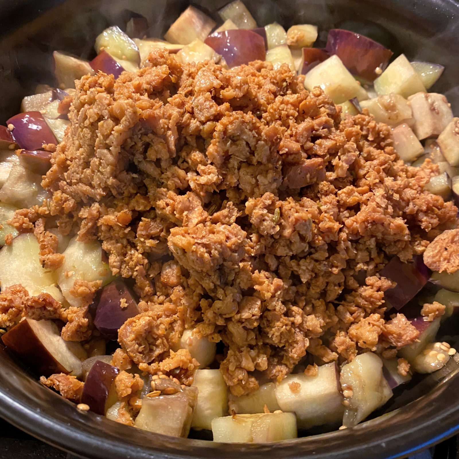 Eggplant & Meatless Crumbles The Busy Vegetarian