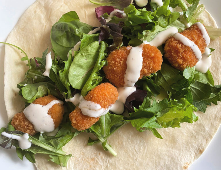 Meatless "Chicken Nugget" Wrap The Busy Vegetarian